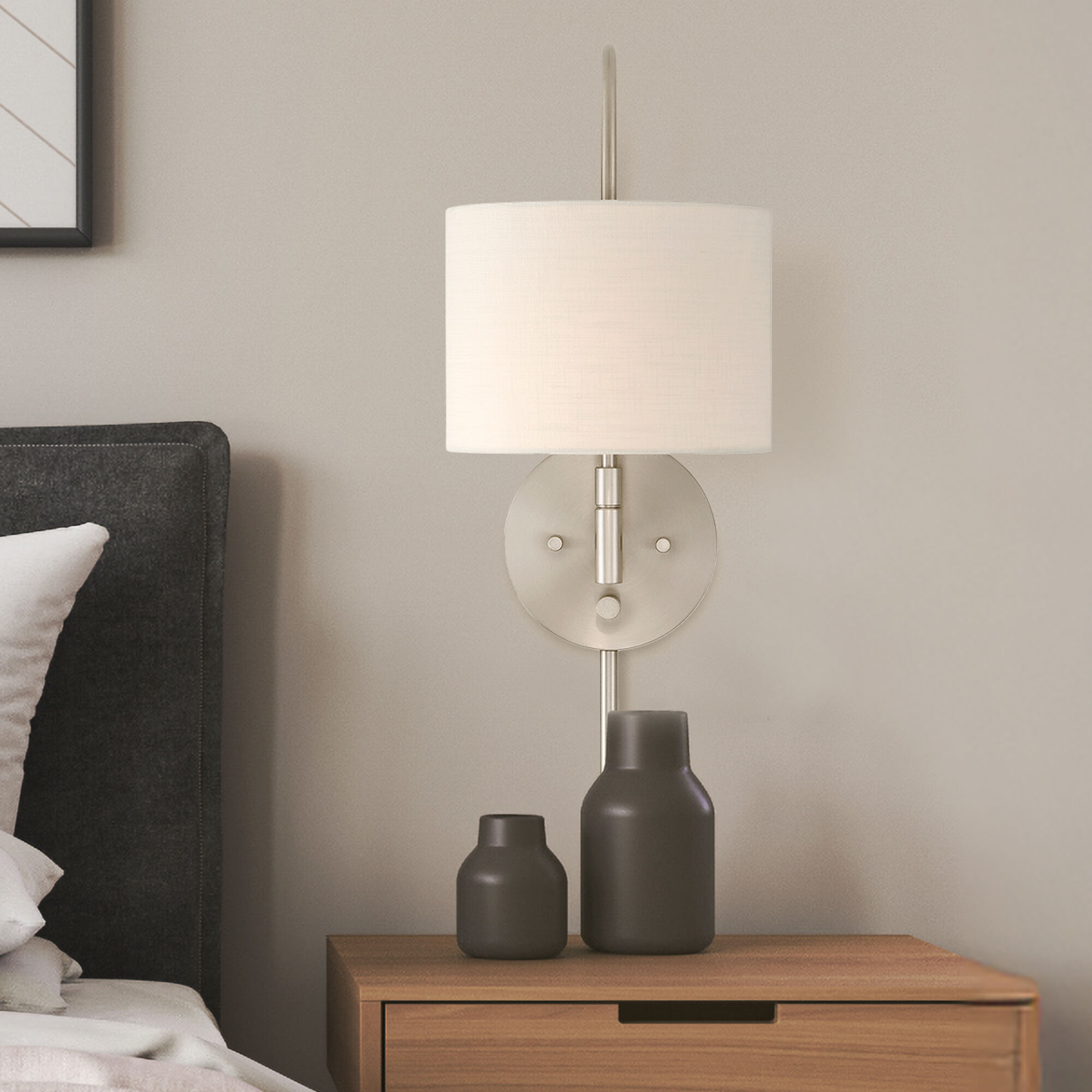 Horizon 1 Light 7.5 inch Brushed Nickel Pin Up Sconce Wall Light, Large