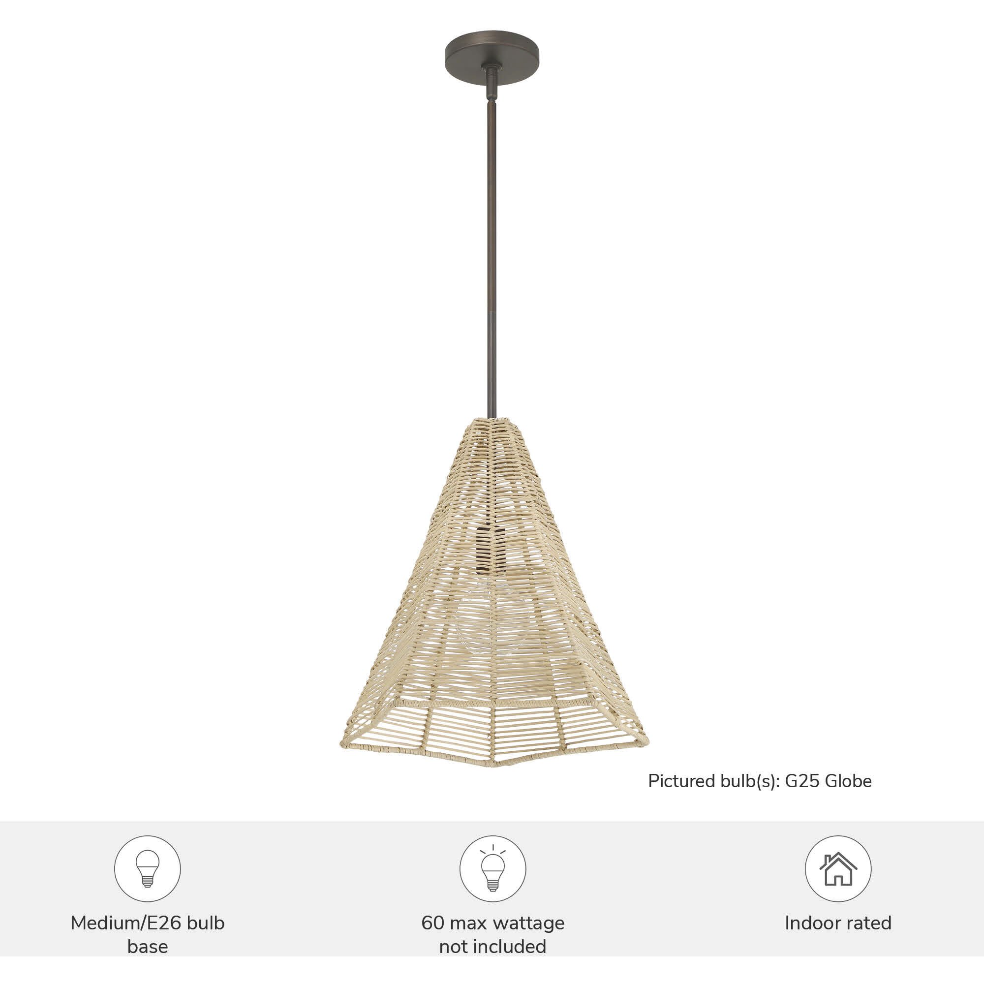 Comet 1 Light 16 inch Matte Bronze Pendant Ceiling Light, Large