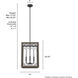 Chevron 4 Light 14 inch Rustic Iron and French Oak Lantern Pendant Ceiling Light, Small