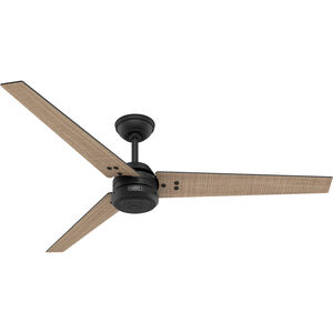Cassius 60 inch Matte Black with Walnut Stripe/Matte Black Blades Outdoor Ceiling Fan