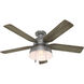 Mill Valley 52 inch Matte Silver with Grey Pine/Washed Walnut Blades Outdoor Ceiling Fan, Low Profile