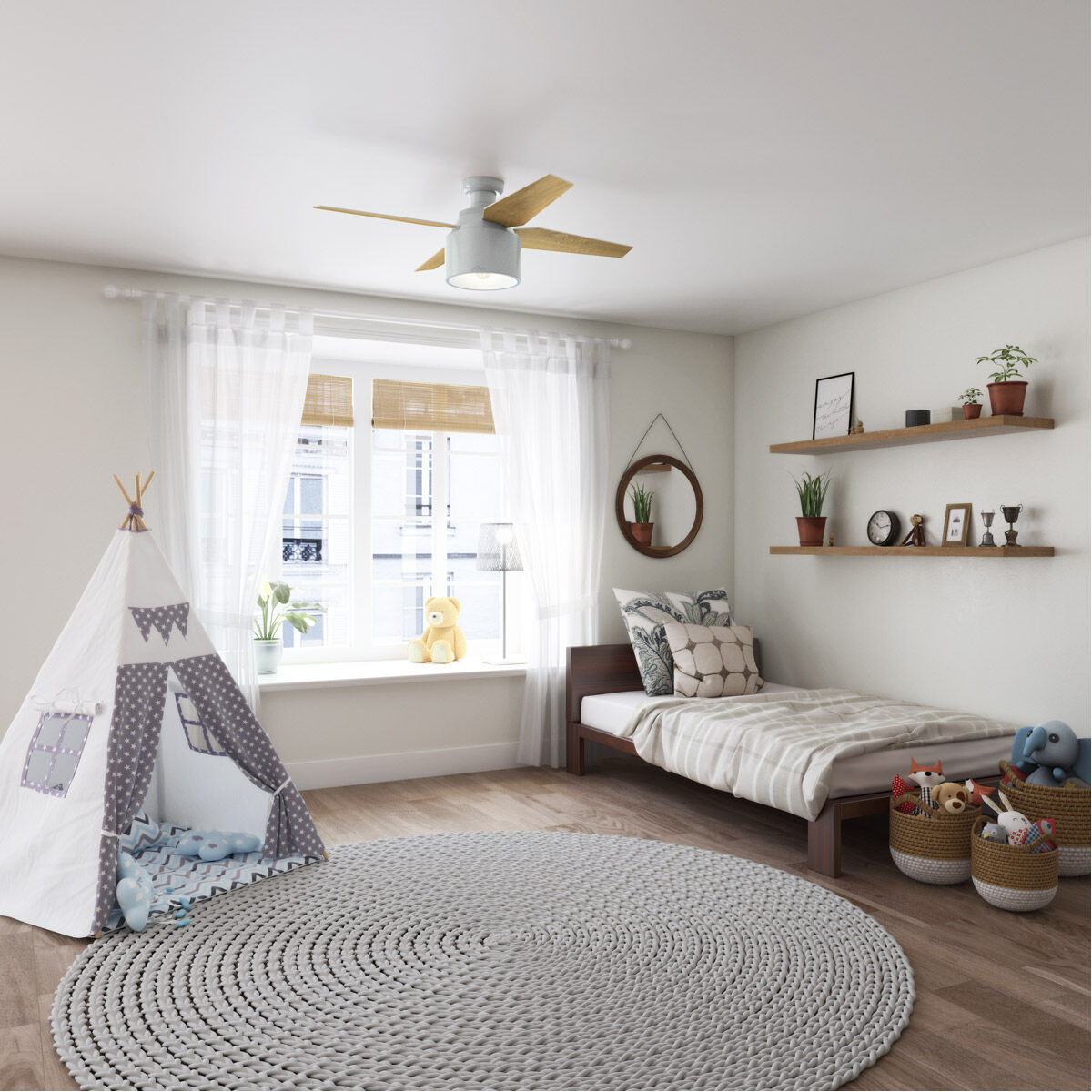 Cranbrook 52 inch Dove Grey with Drifted Oak/Light Gray Oak Blades Ceiling Fan