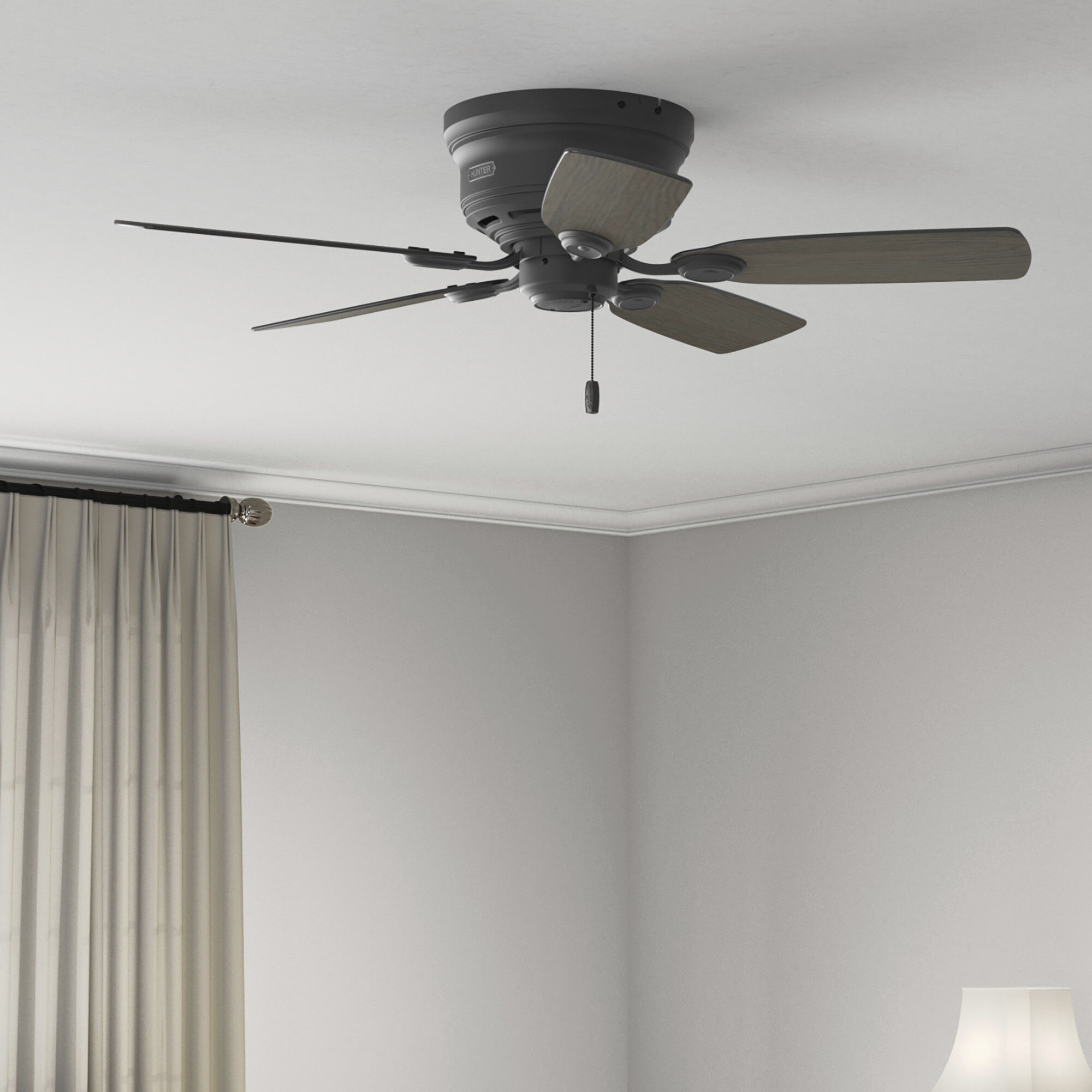 Low Profile 42 inch Matte Black with Matte Black/Greyed Walnut Blades Ceiling Fan