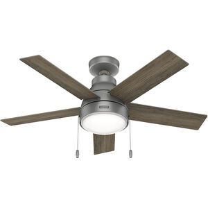 Elliston 44 inch Matte Silver with Warm Grey Oak Blades Ceiling Fan