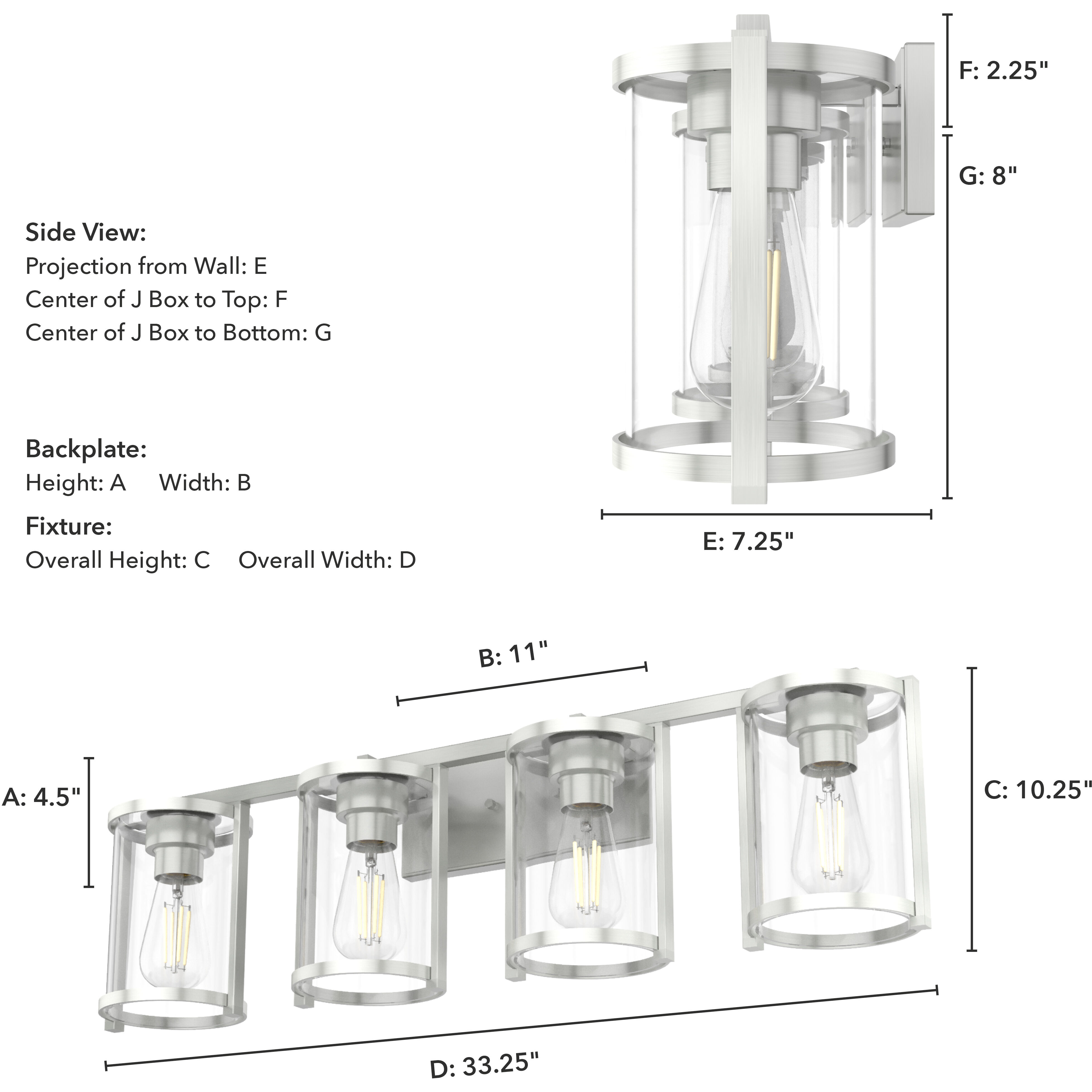 Astwood 4 Light 33.25 inch Brushed Nickel Vanity Light Wall Light