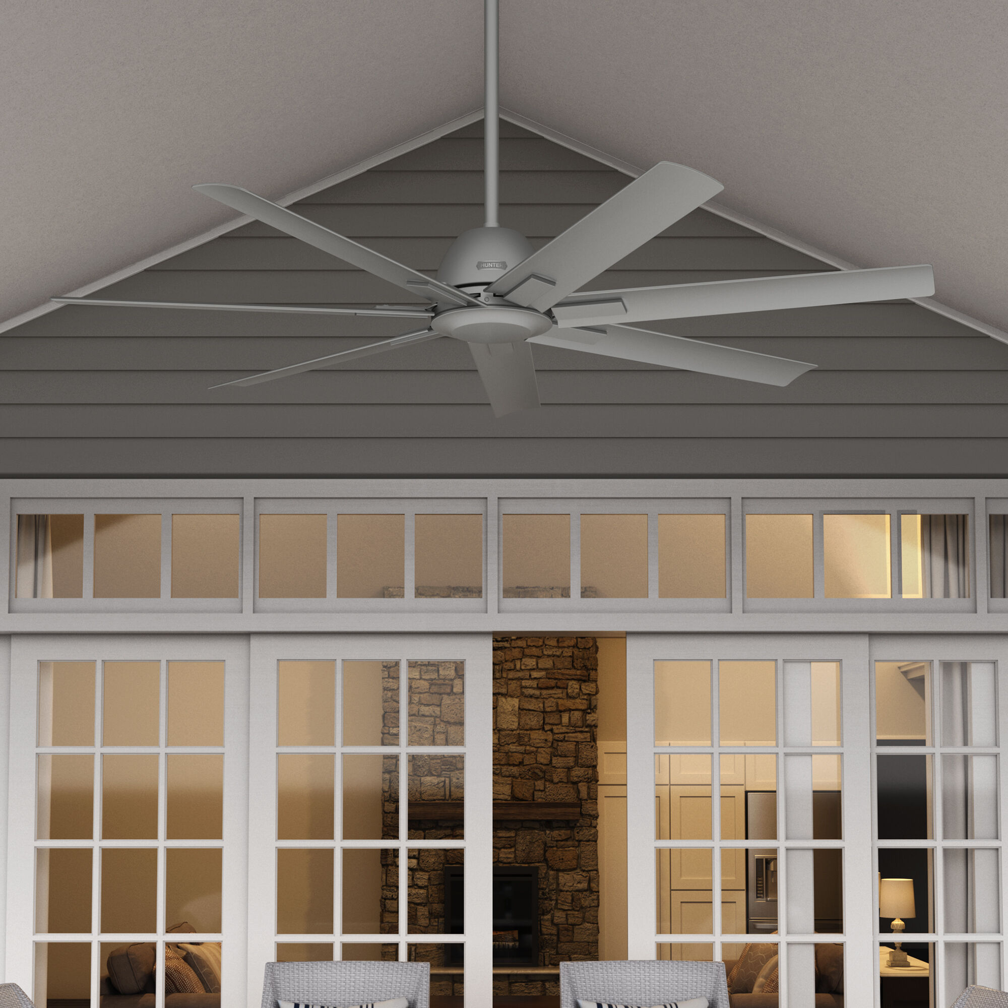 Downtown 60 inch Matte Silver Outdoor Ceiling Fan