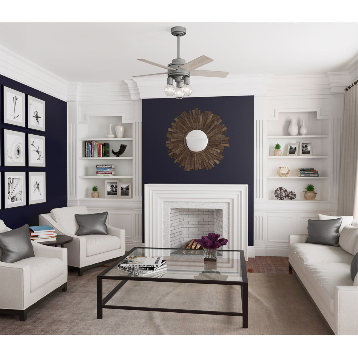 Hardwick 44 inch Matte Silver with Light Gray Oak Blades Ceiling Fan