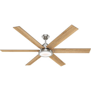 Warrant 70 inch Brushed Nickel with Drifted Oak/Bleached Grey Pine Blades Ceiling Fan