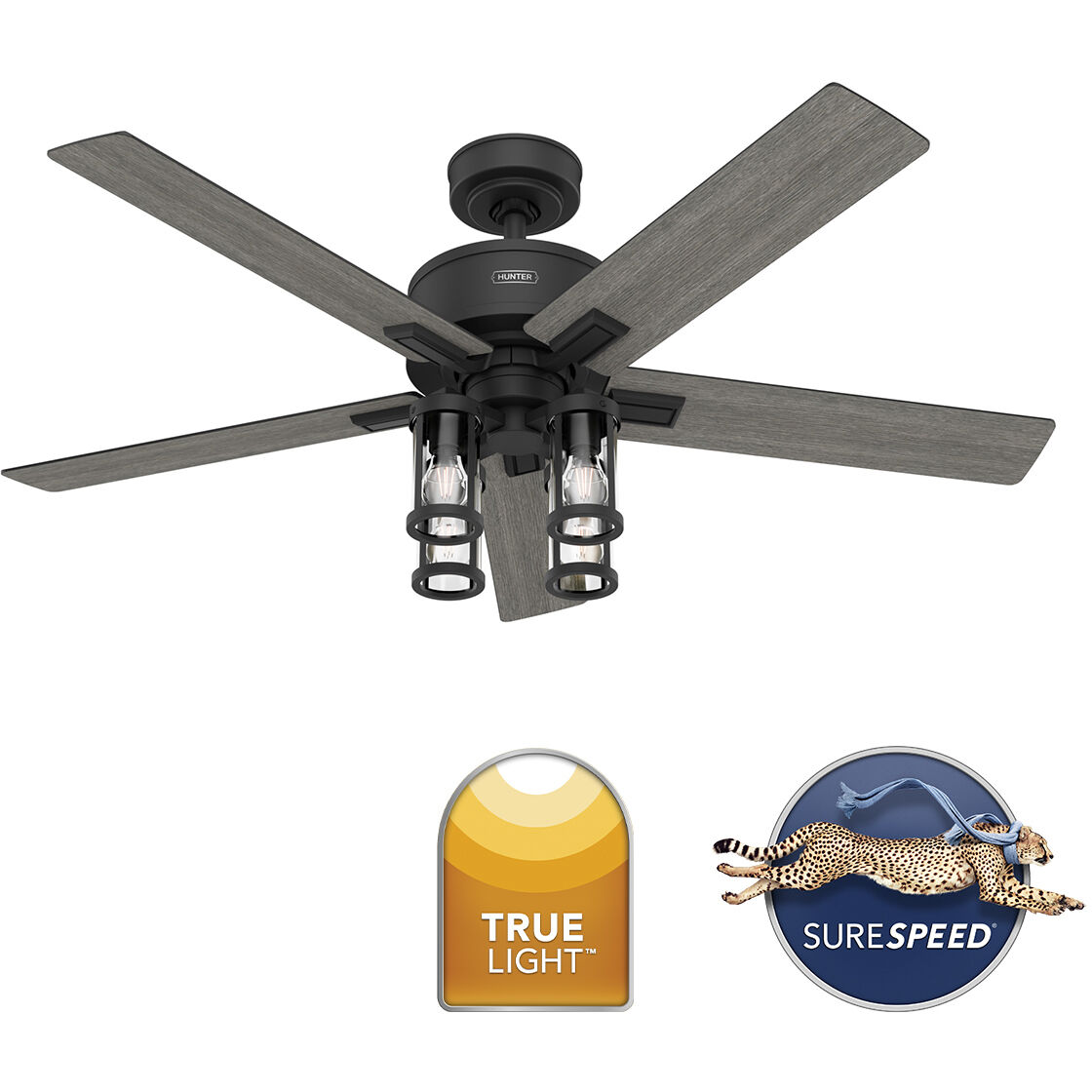 Astwood II 52 inch Matte Black with Dark Gray Oak and Matte Black Blades Ceiling Fan