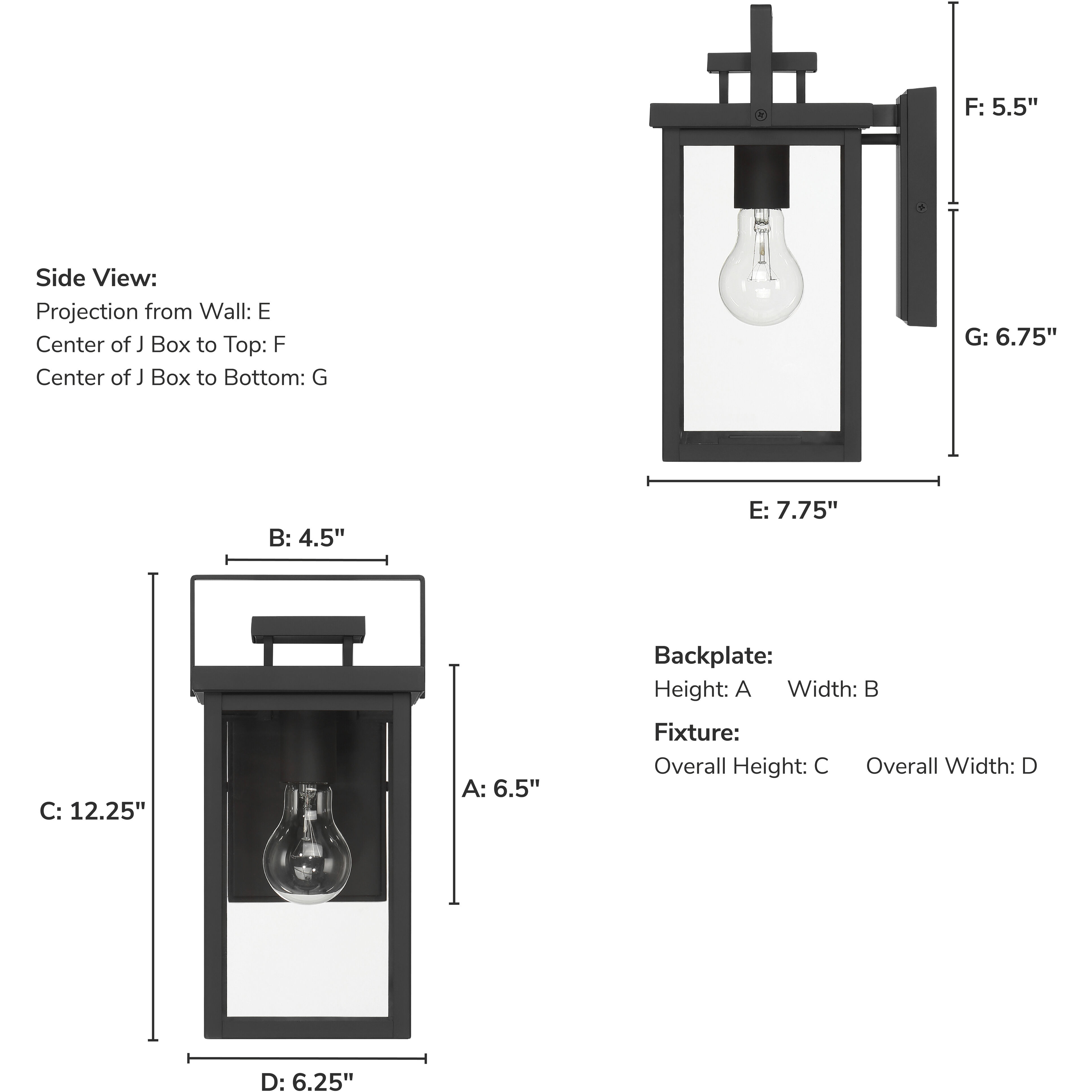 Timbergrove 1 Light 12.25 inch Matte Black Outdoor Wall Light, Small