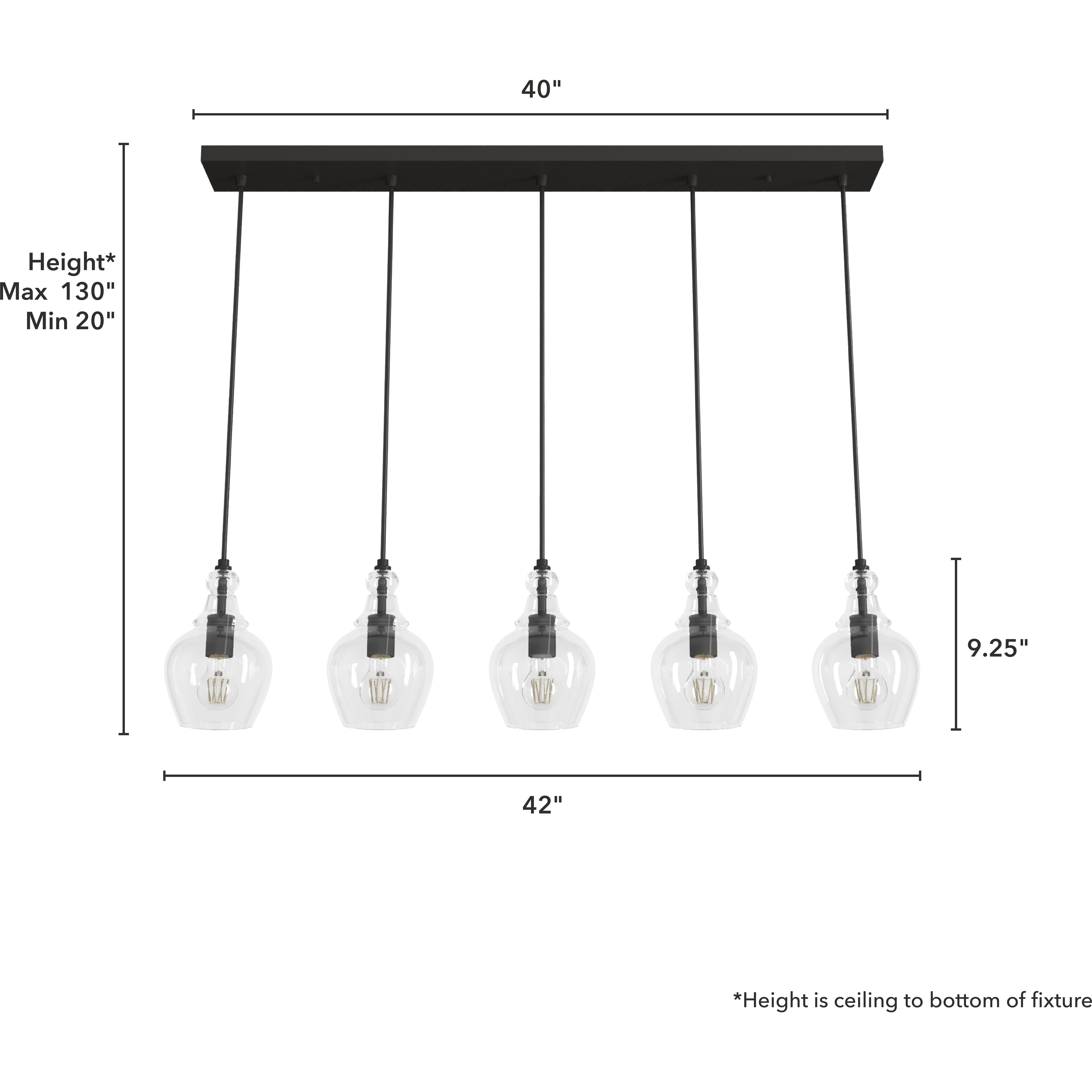 Maple Park 42 inch Linear Cluster Pendant Ceiling Light