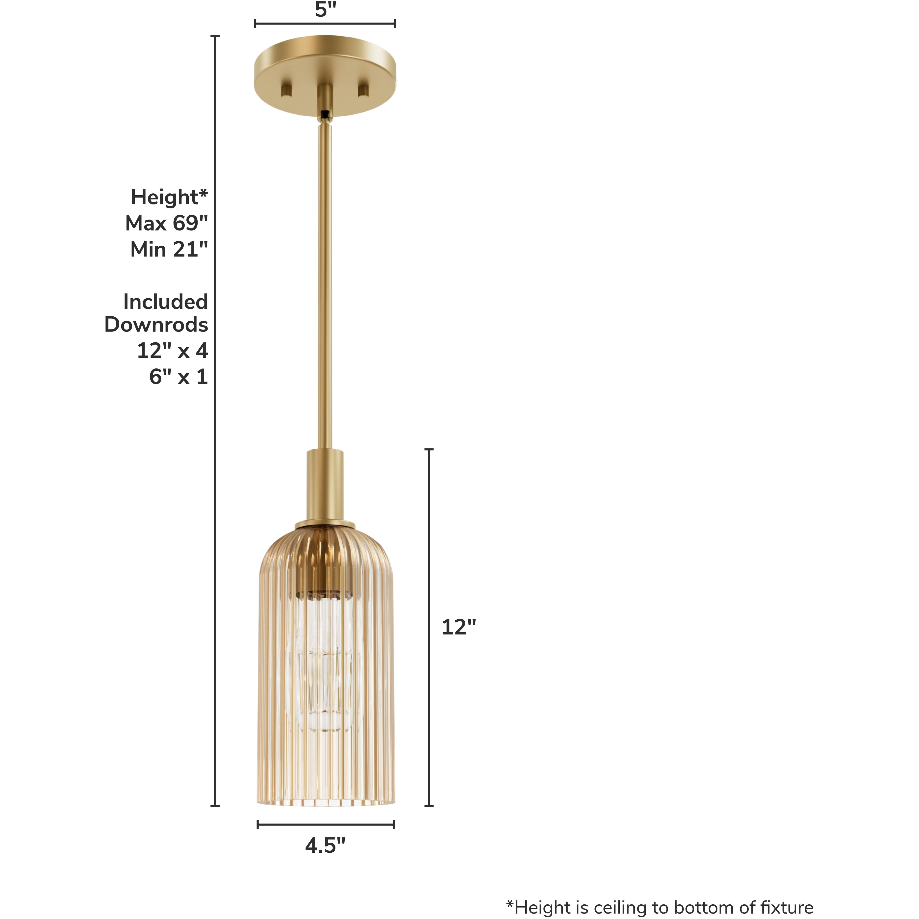 Beverly Glen 1 Light 4.5 inch Luxe Gold Pendant Ceiling Light, Mini