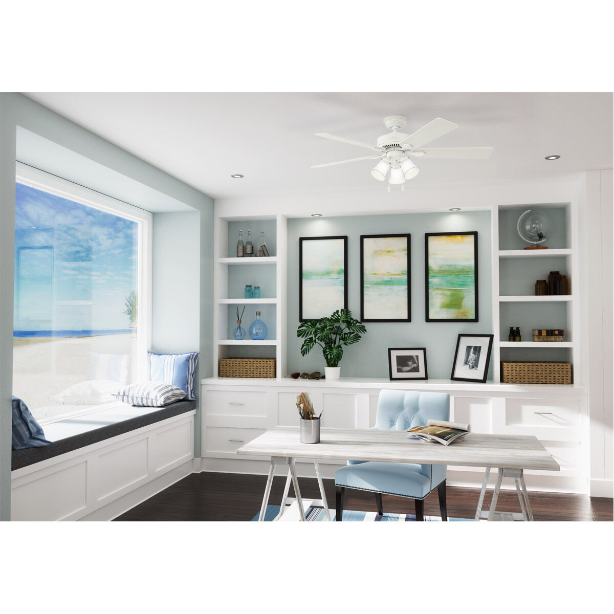 Swanson 52 inch Fresh White with Fresh White/Natural Wood Blades Ceiling Fan