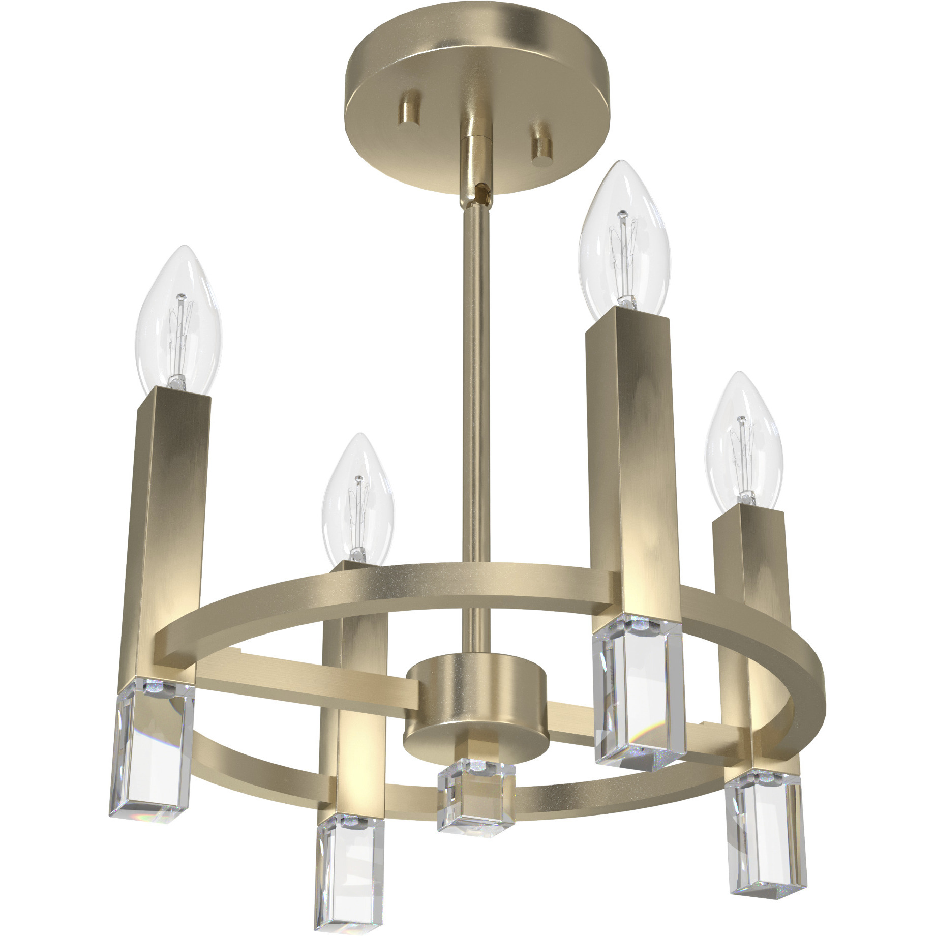 Sunjai 4 Light 12 inch Palm Gold Semi-Flush Mount Ceiling Light
