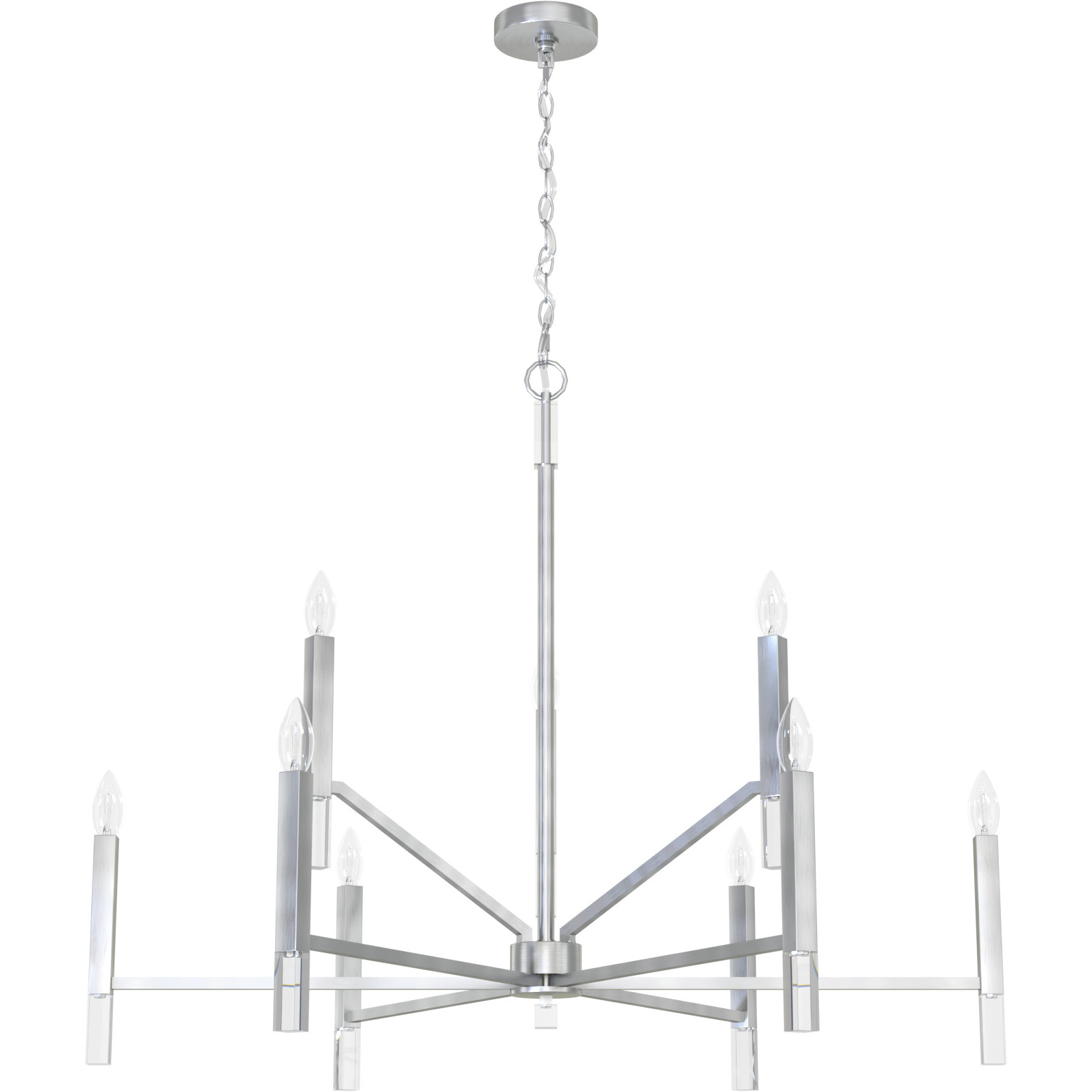 Sunjai 9 Light 40 inch Brushed Nickel Two Tier Chandelier Ceiling Light