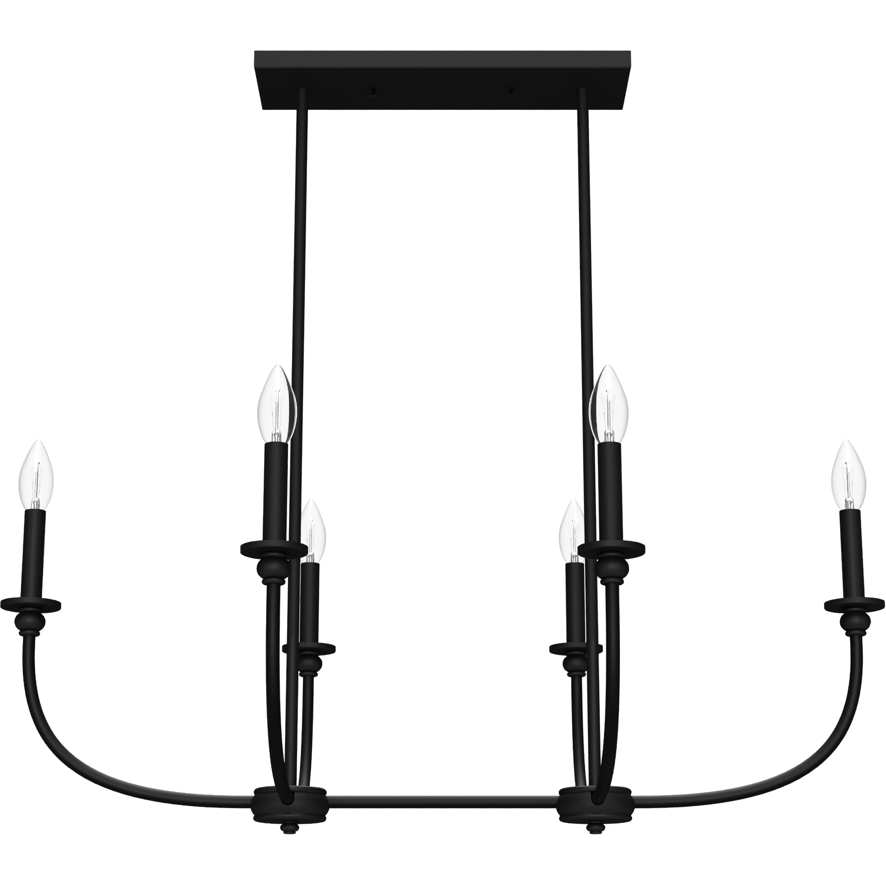 Southcrest 6 Light 36 inch Flat Matte Black Linear Chandelier Ceiling Light