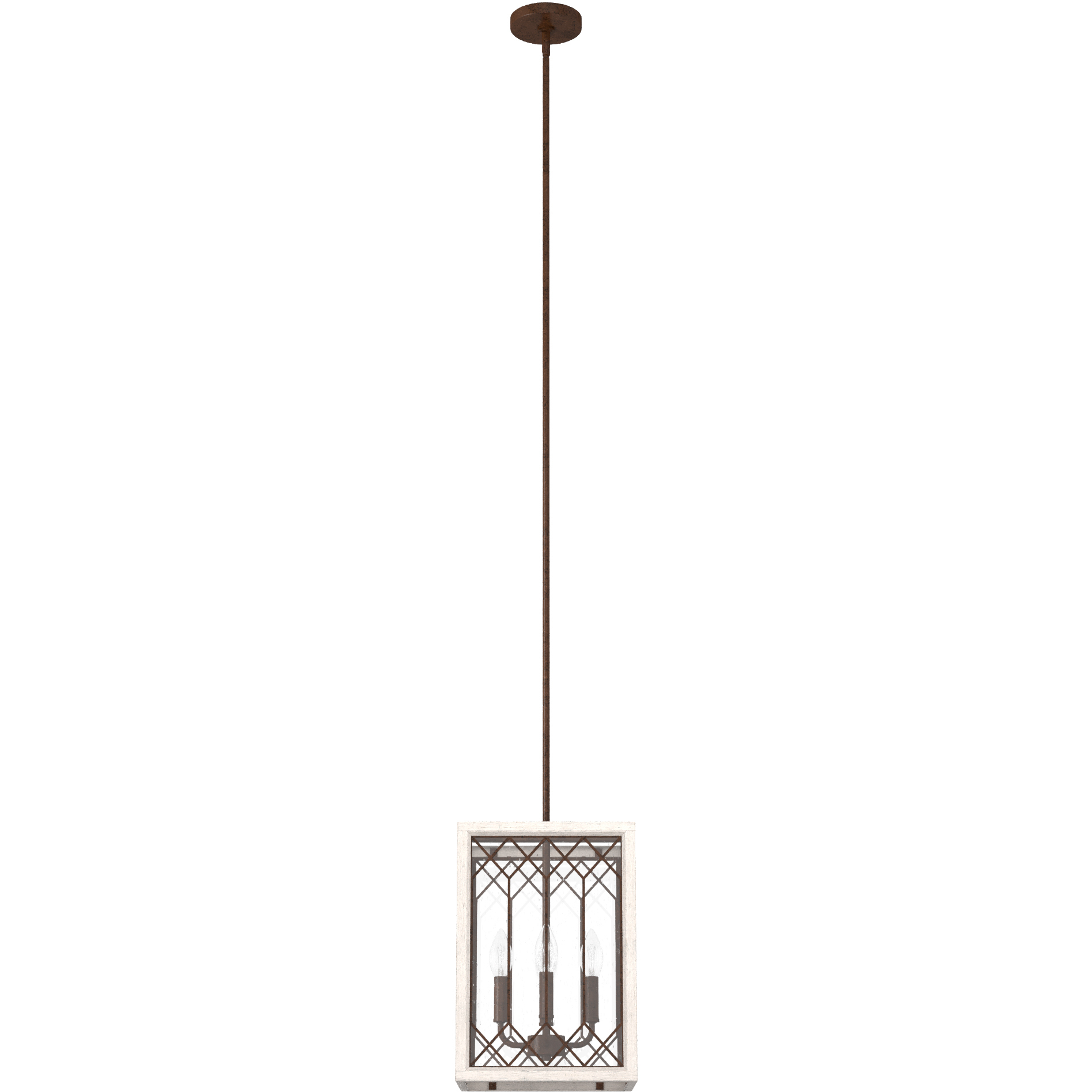 Chevron 4 Light 11 inch Textured Rust and Distressed White Lantern Pendant Ceiling Light, Small