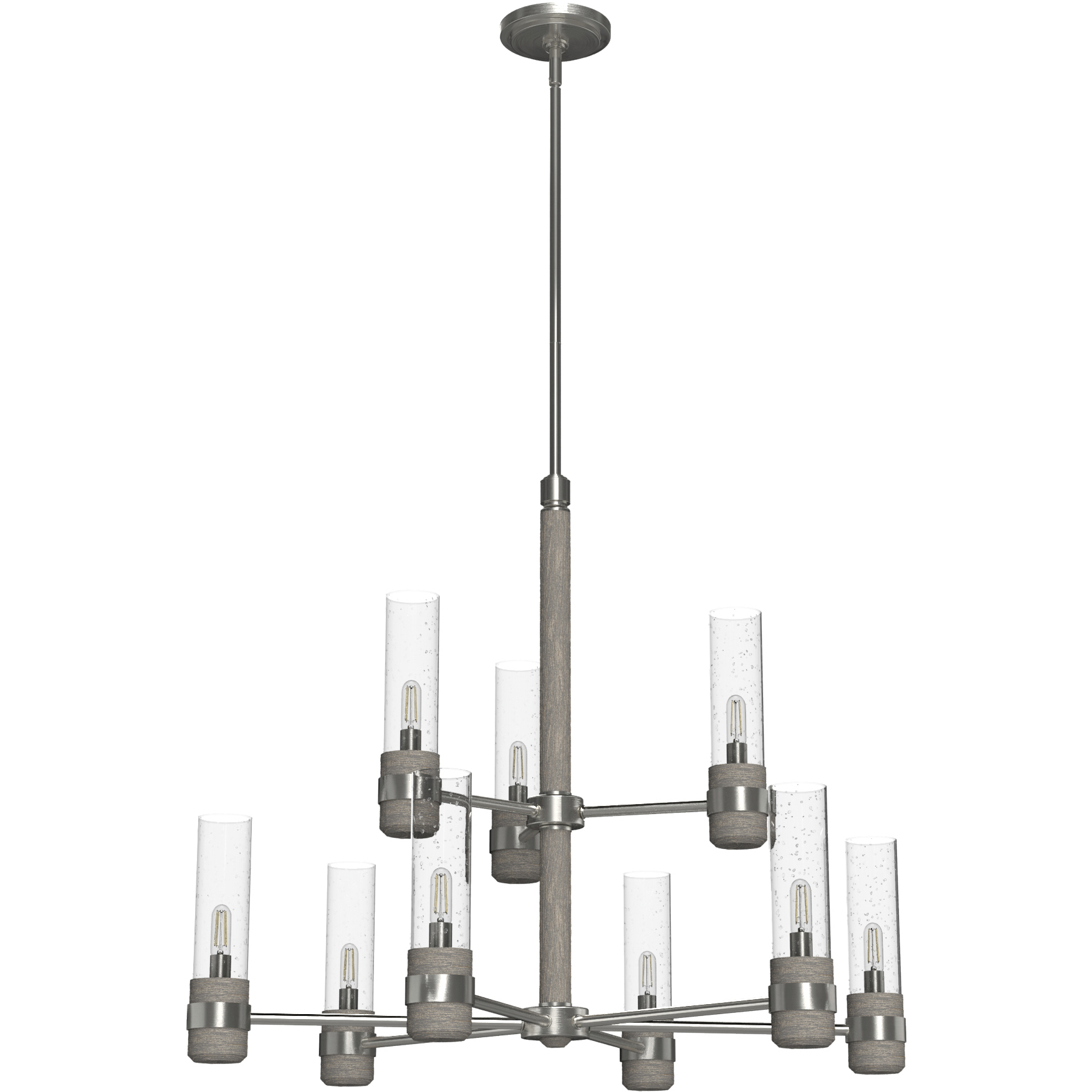 River Mill 9 Light 30 inch Brushed Nickel Chandelier Ceiling Light
