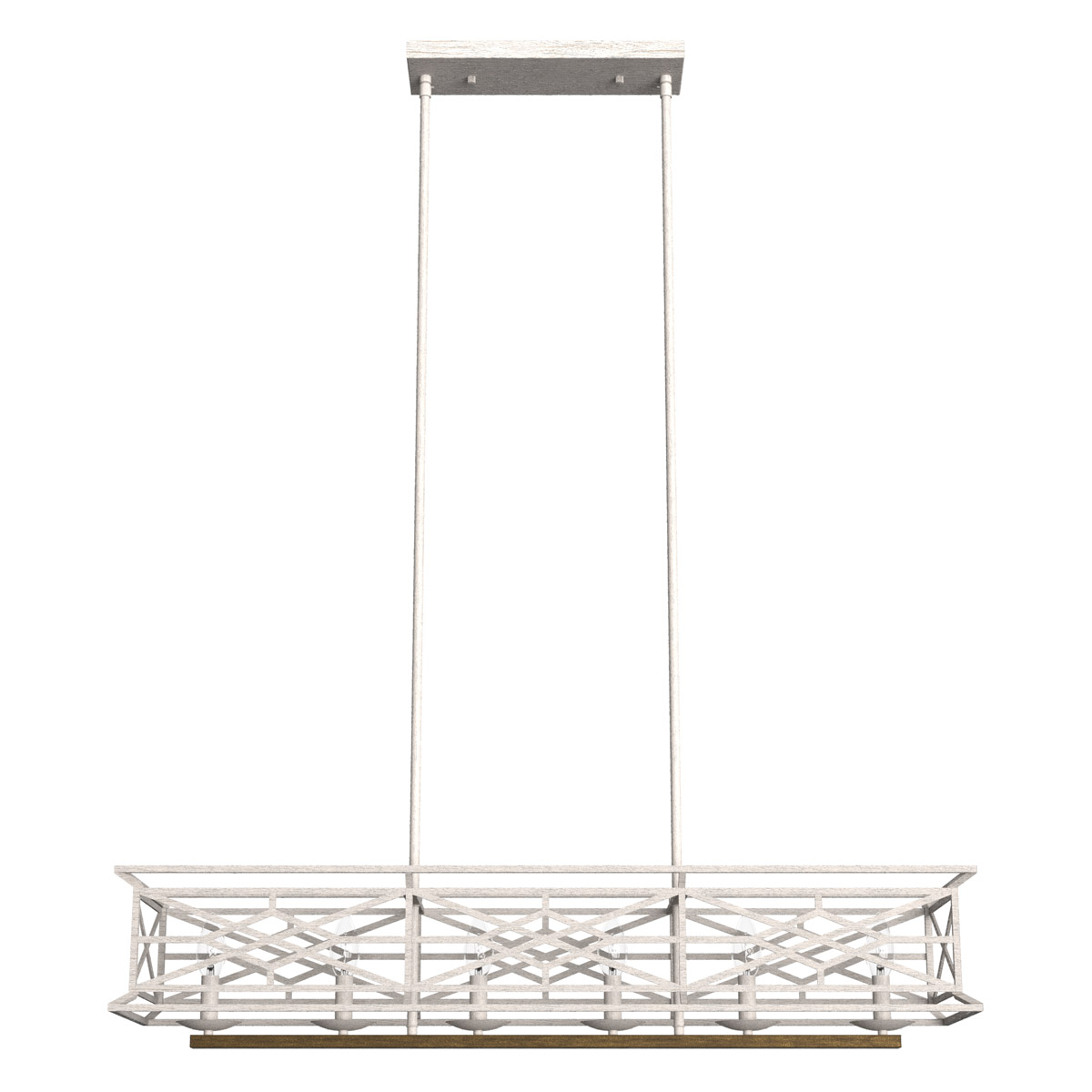 Langwood 6 Light 40.25 inch Distressed White Linear Chandelier Ceiling Light