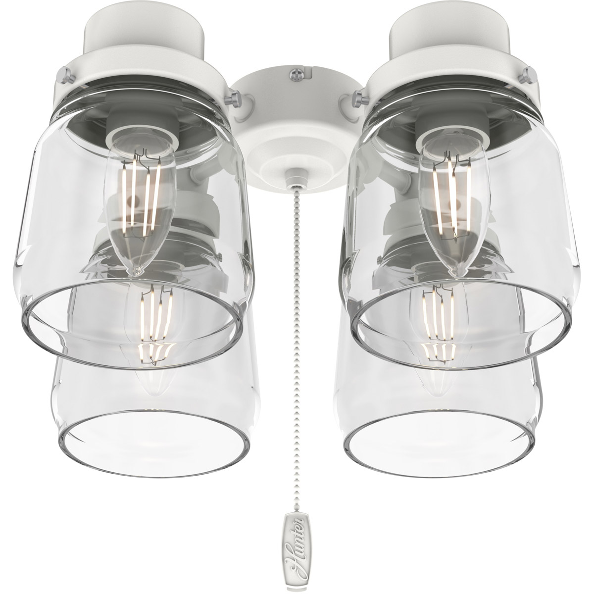 Original 4 Light White Fan Fitter and Glass