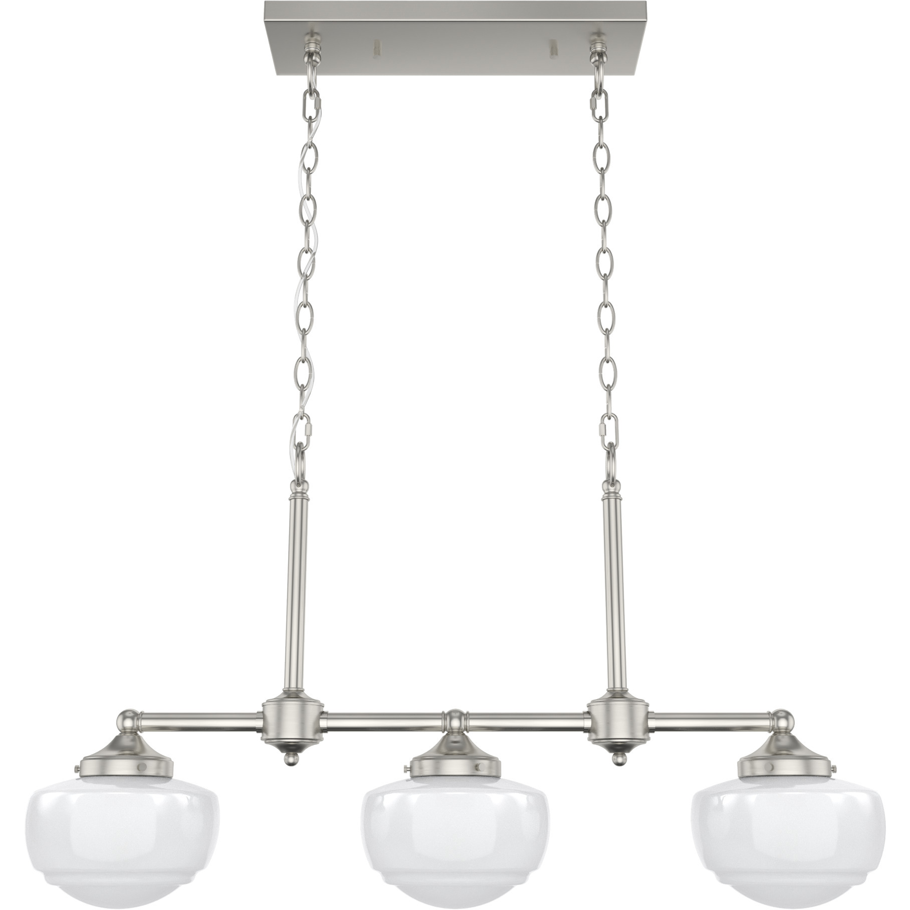 Saddle Creek 3 Light 33 inch Brushed Nickel Linear Chandelier Ceiling Light