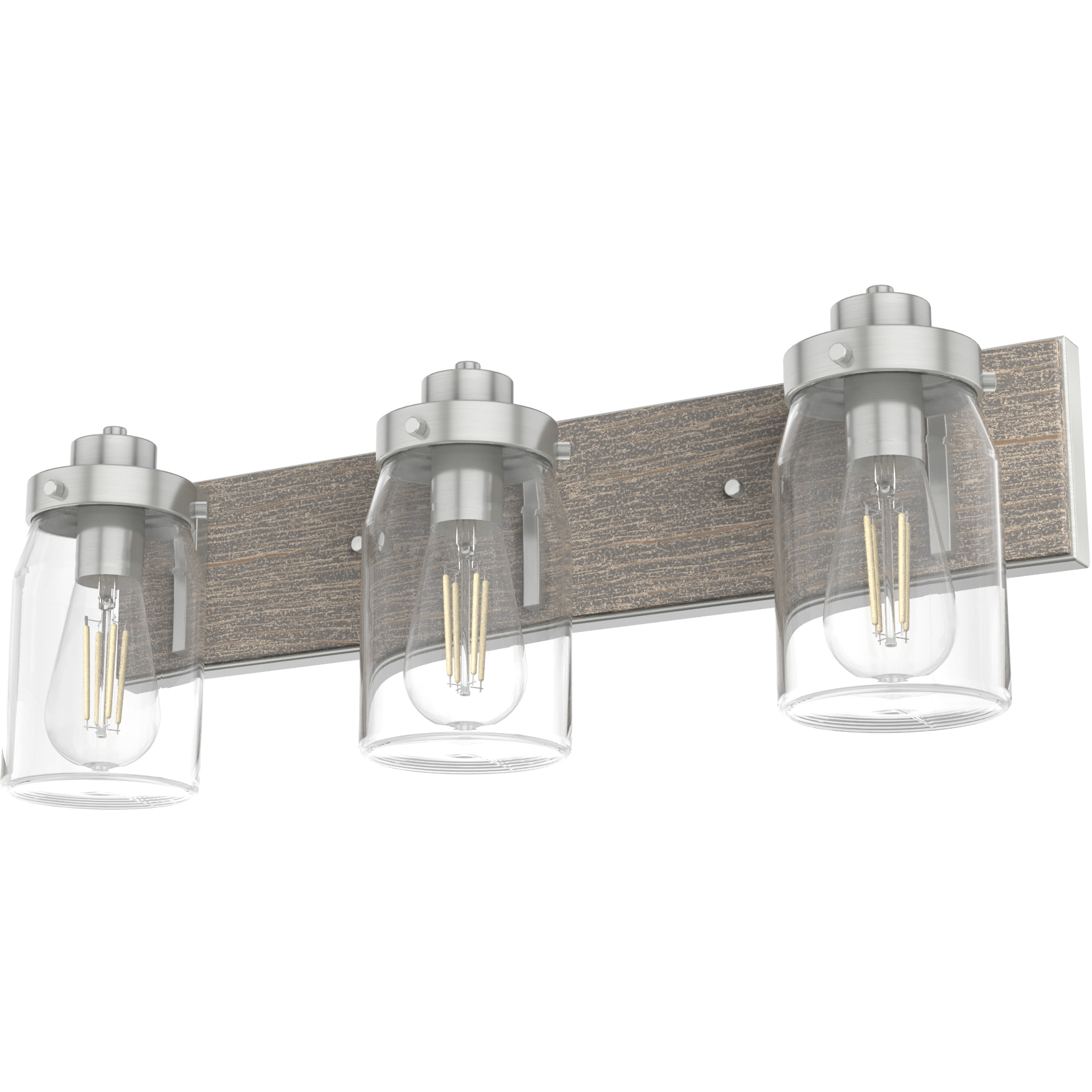 Devon Park 3 Light 24 inch Brushed Nickel and Grey Wood Vanity Light Wall Light