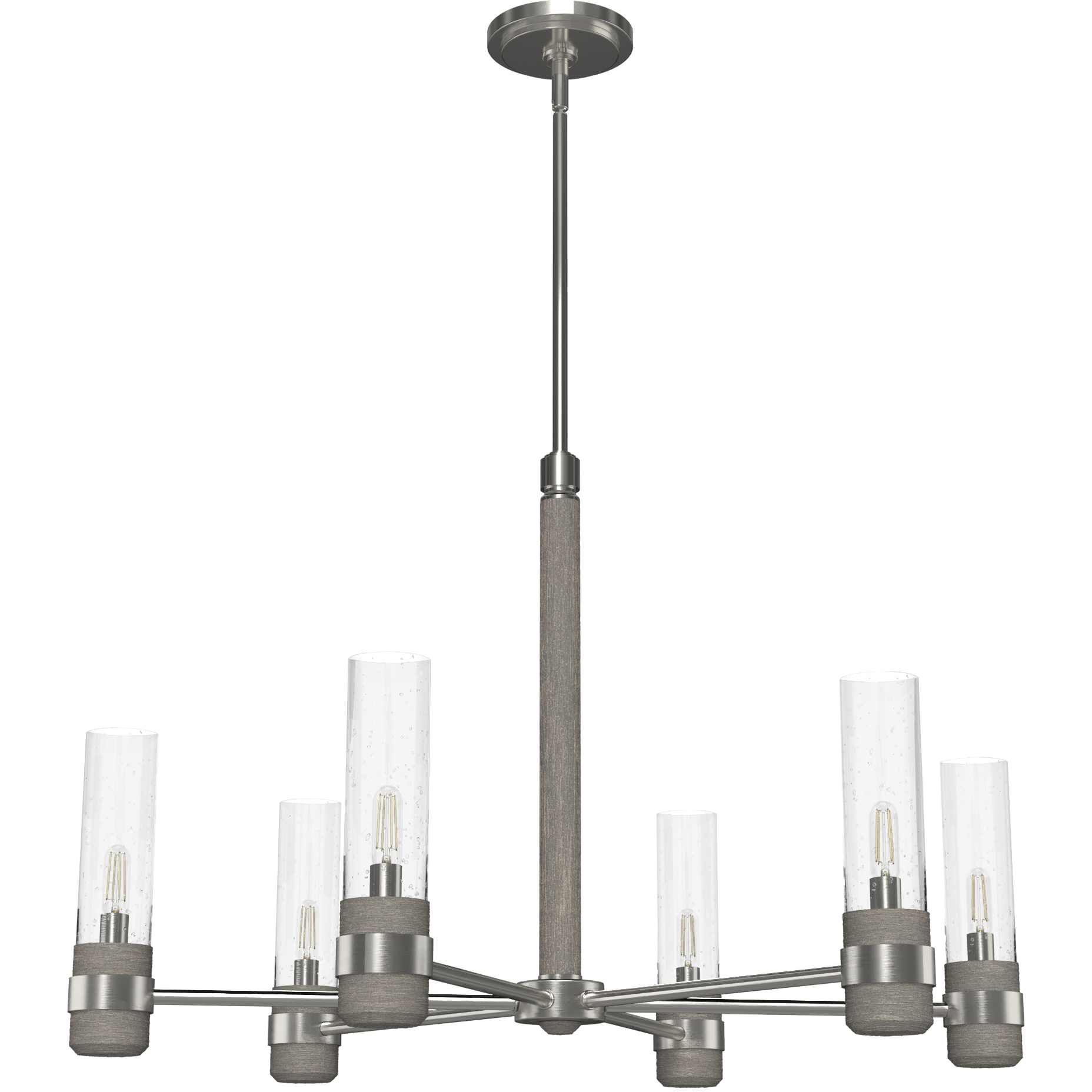 River Mill 6 Light 30 inch Brushed Nickel Chandelier Ceiling Light