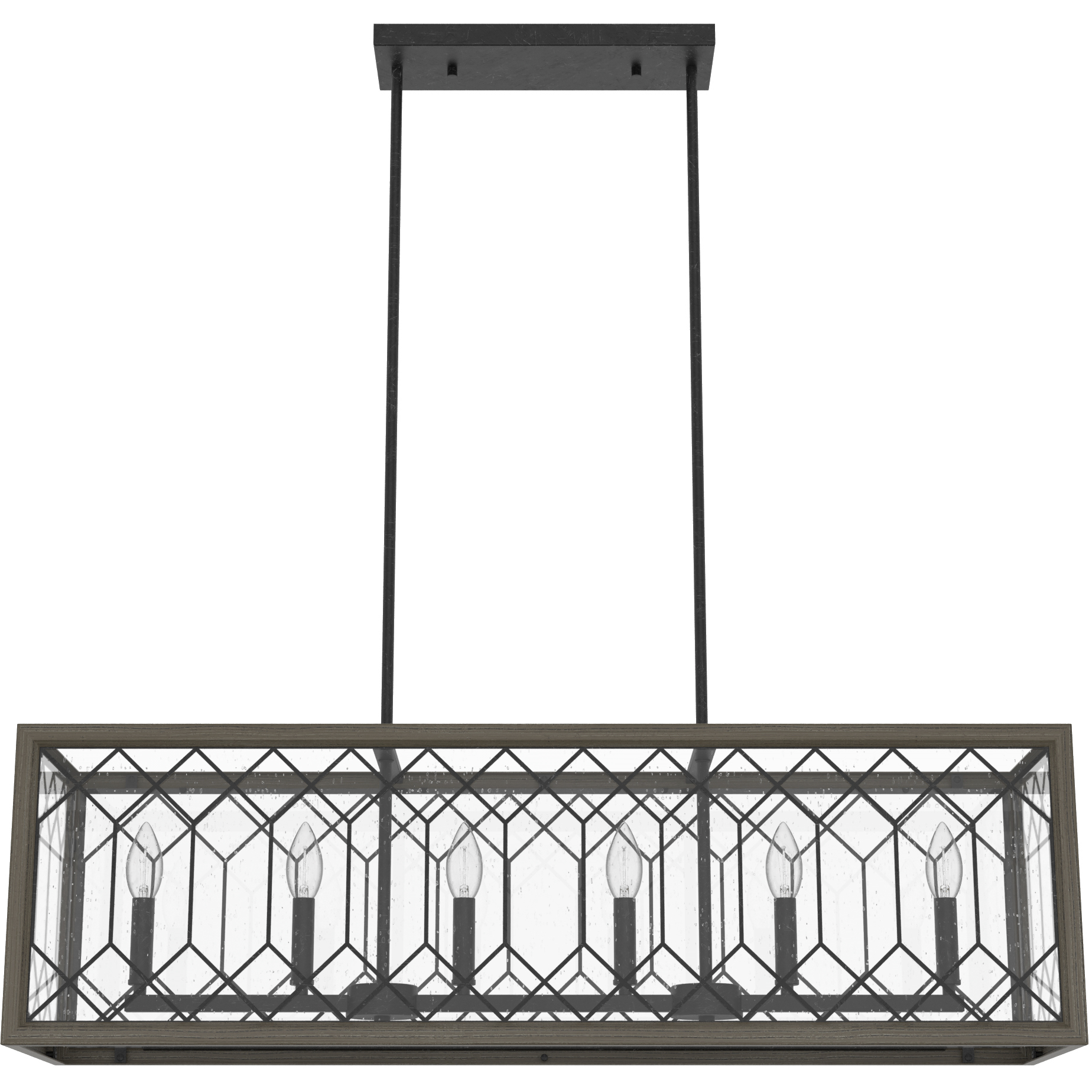 Chevron 6 Light 40 inch Rustic Iron Linear Chandelier Ceiling Light