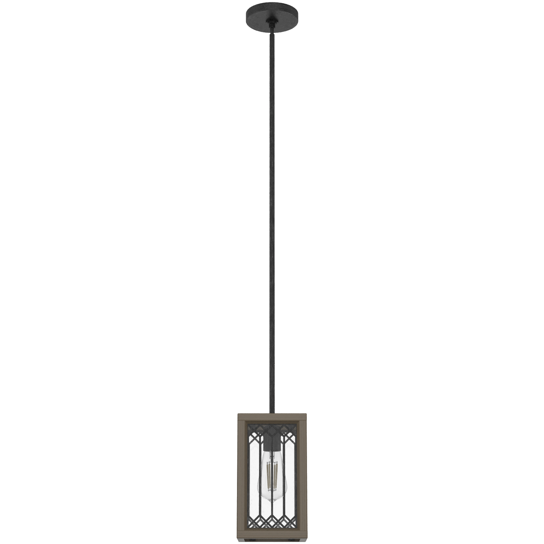 Chevron 1 Light 6 inch Rustic Iron and French Oak Mini Pendant Ceiling Light