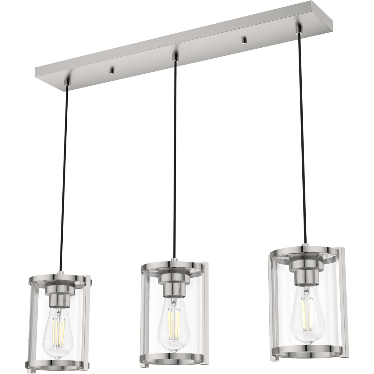 Astwood 3 Light 9 inch Polished Nickel Linear Cluster Pendant Ceiling Light