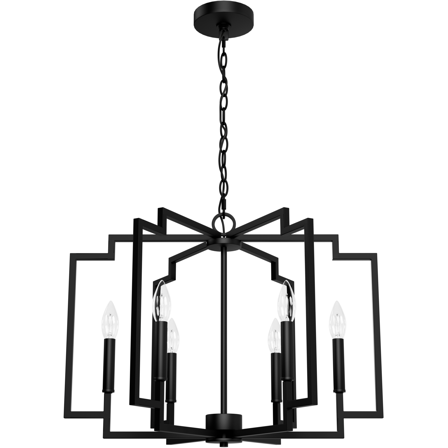 Hunter Fan 45241 Zoanne 6 Light 24 inch Matte Black Chandelier Ceiling ...